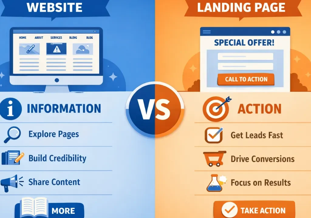 landing page and website features