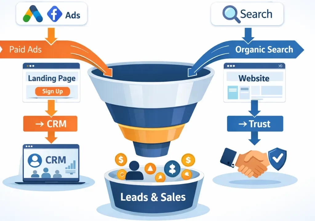 website and landing page roles