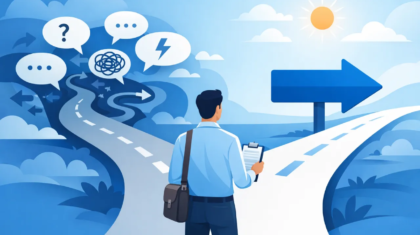 Brand messaging framework concept showing clear vs confusing messaging for small businesses