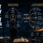 content strategy vs content marketing showing the difference between strategic planning and content execution