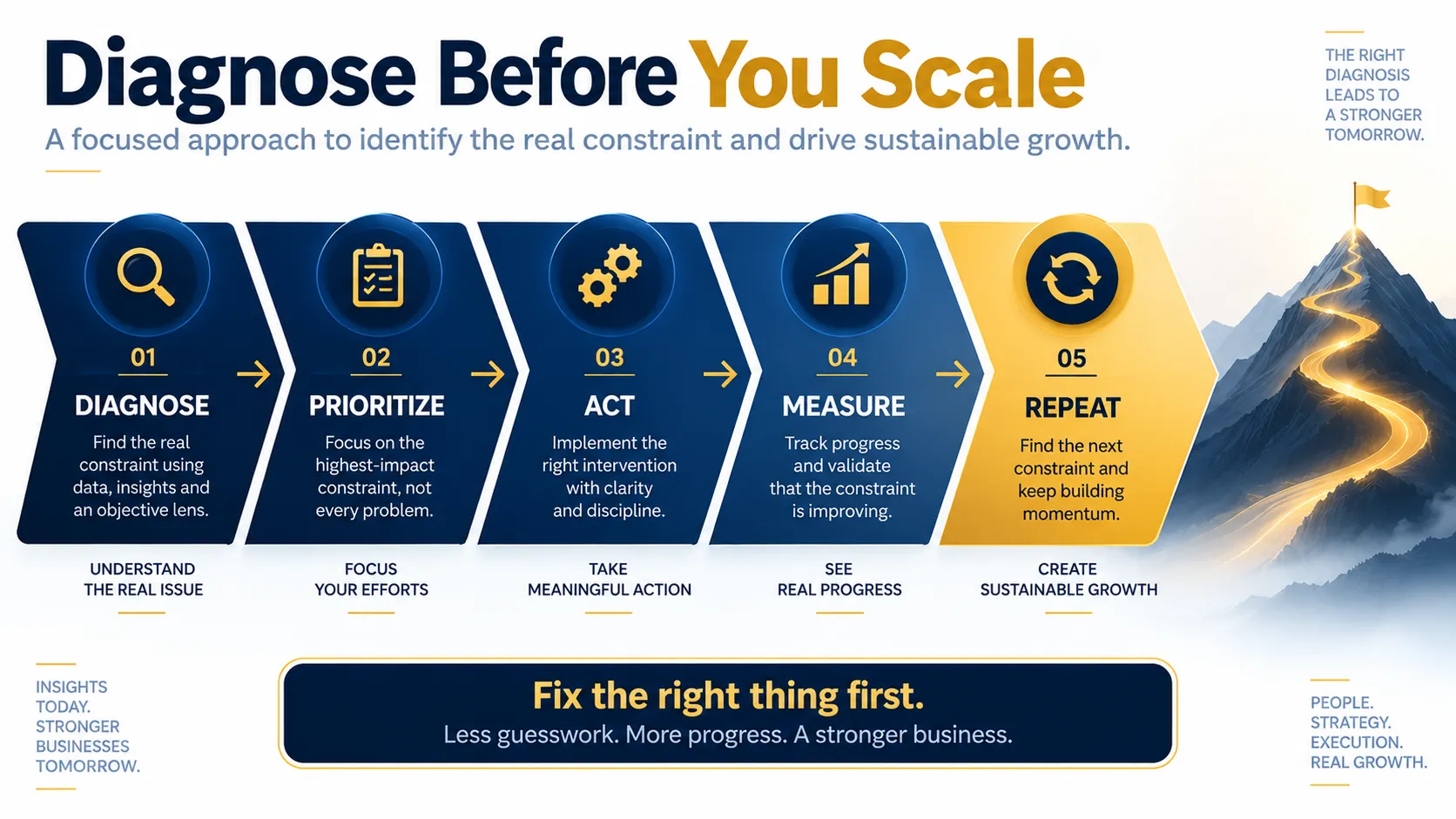 Diagnose prioritize act and measure framework for sustainable business growth