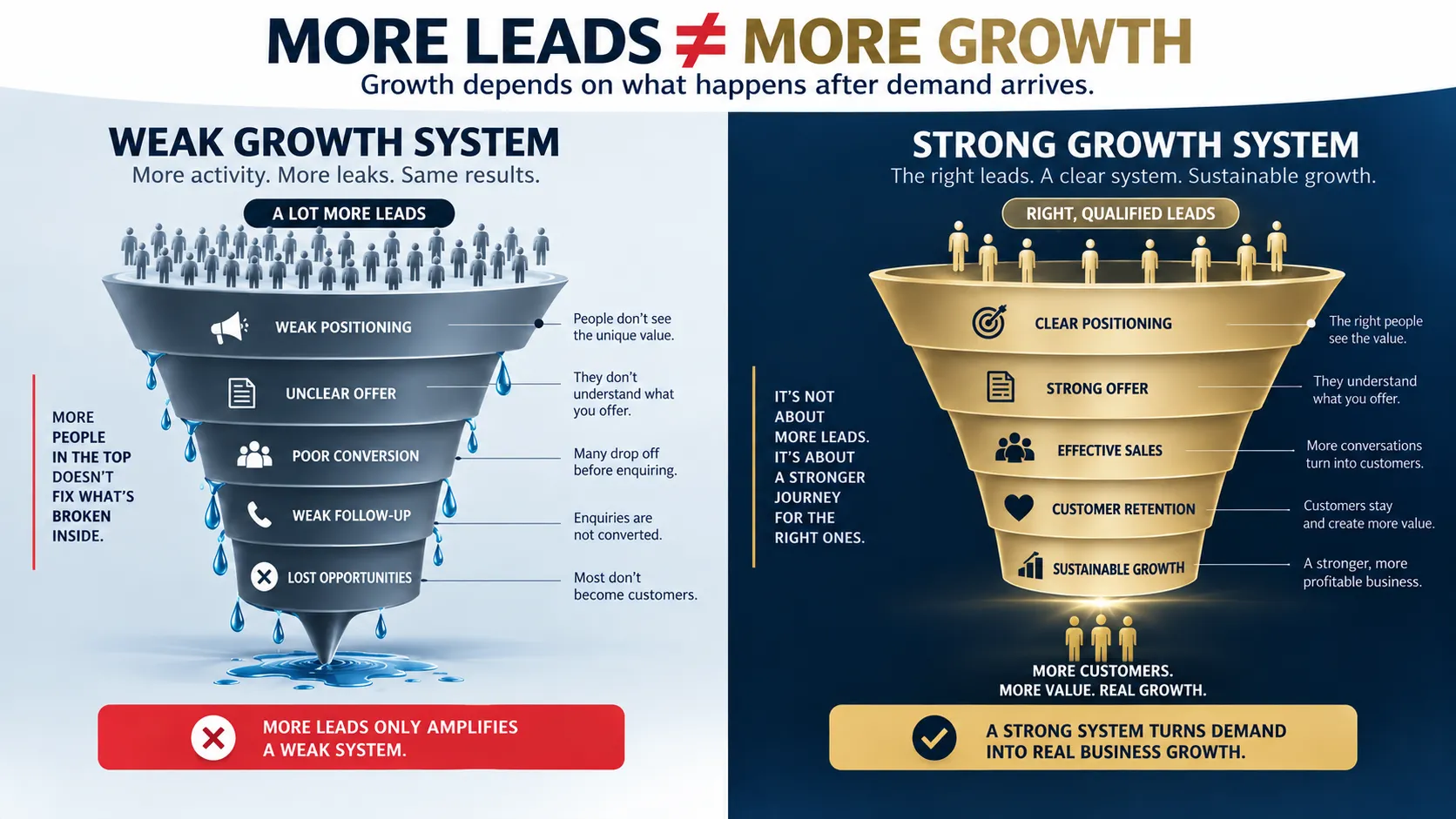 four business growth levers showing customer acquisition, customer value, operational capacity and new growth opportunities