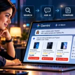 Flipkart Buy Button in Gemini and AI Mode showing an AI-powered shopping journey in India.