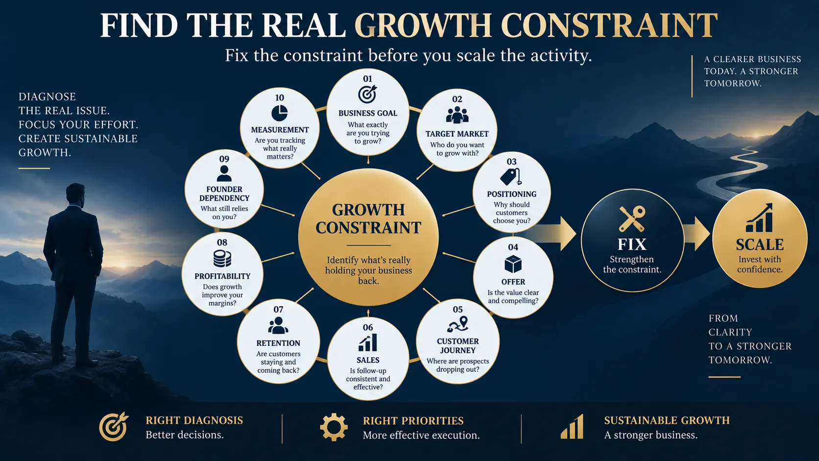 comparison showing how more leads can increase activity without creating business growth when the growth system is weak