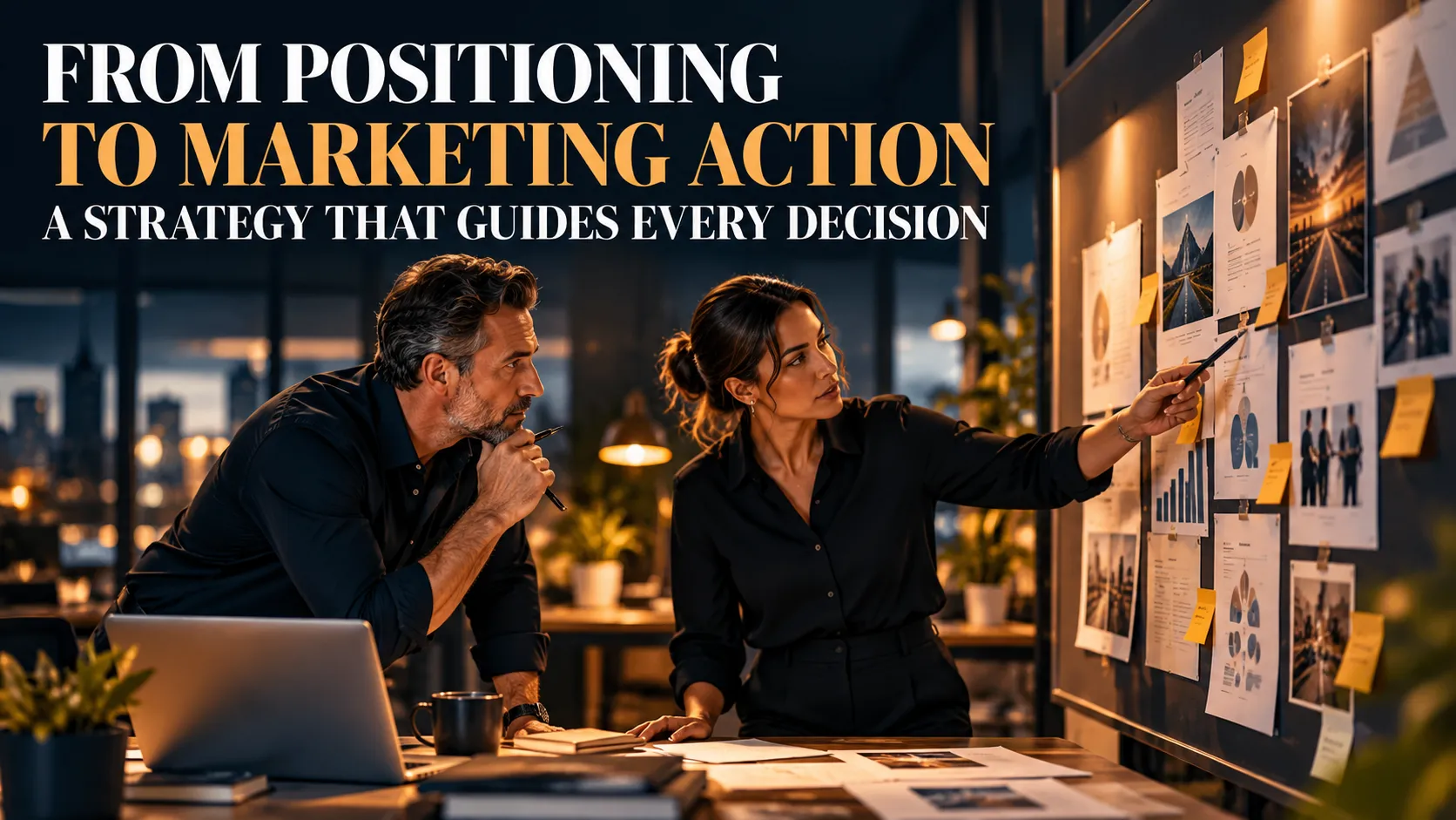 Brand strategists translate customer insights into positioning and marketing decisions during a strategy session.