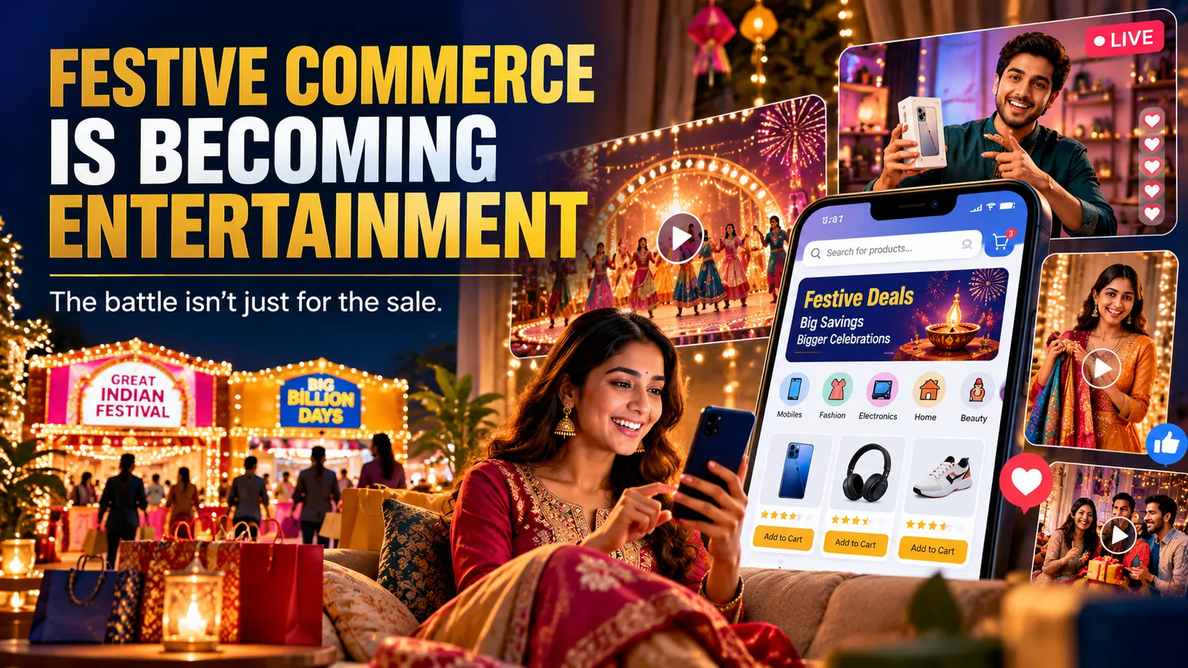 Festive commerce in India combining entertainment participation and shopping