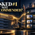 AI recommendations compared with traditional Google search rankings in a cinematic business illustration.