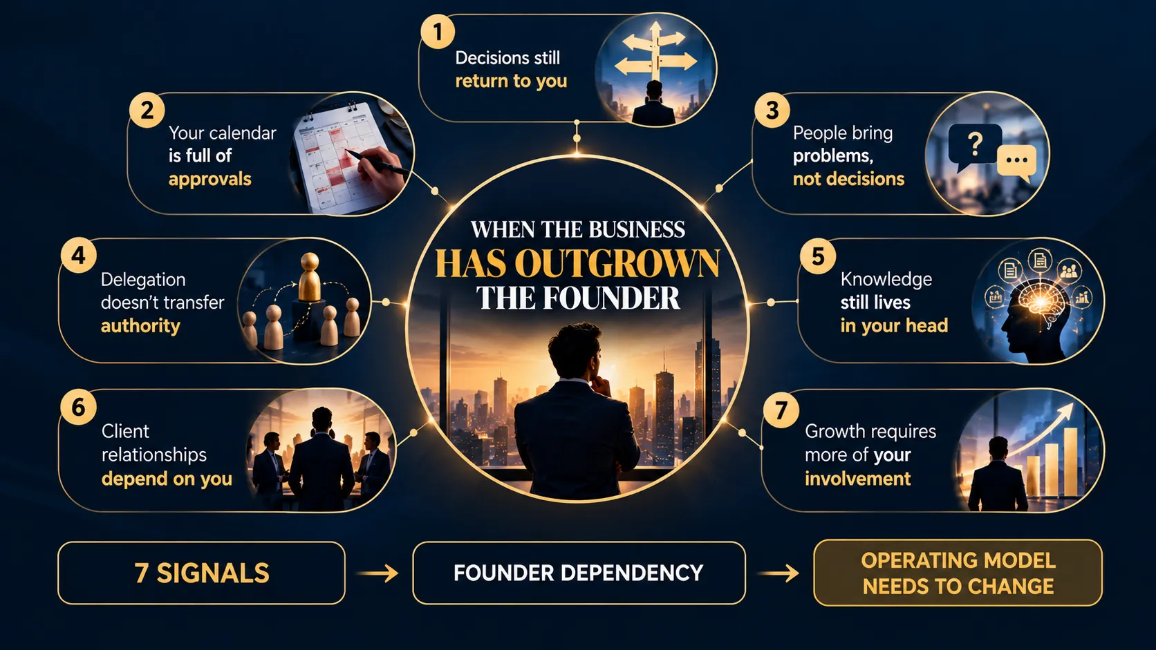 Seven signs that a growing business has outgrown the founder's operating model